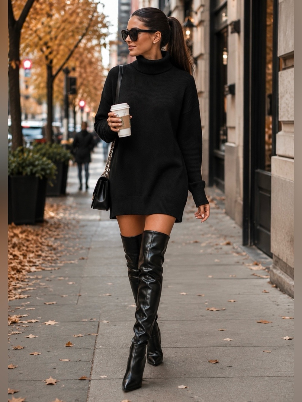 H&M NWT Black Over the Knee Pointed ToeStiletto Boots / Size 7 - Picture 2 of 6